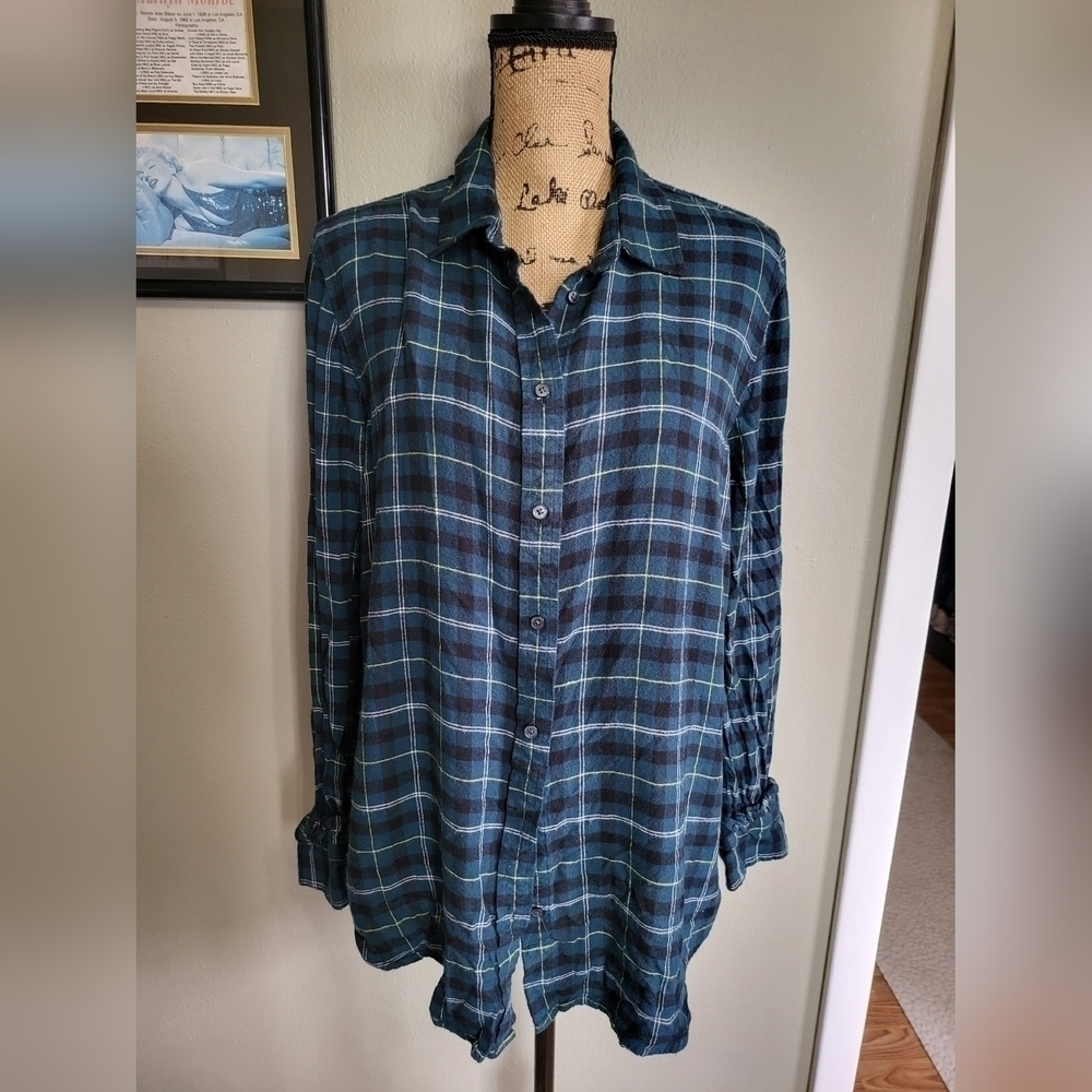 Banana Republic DILLON-FIT RUFFLE CUFF FLANNEL SHIRT